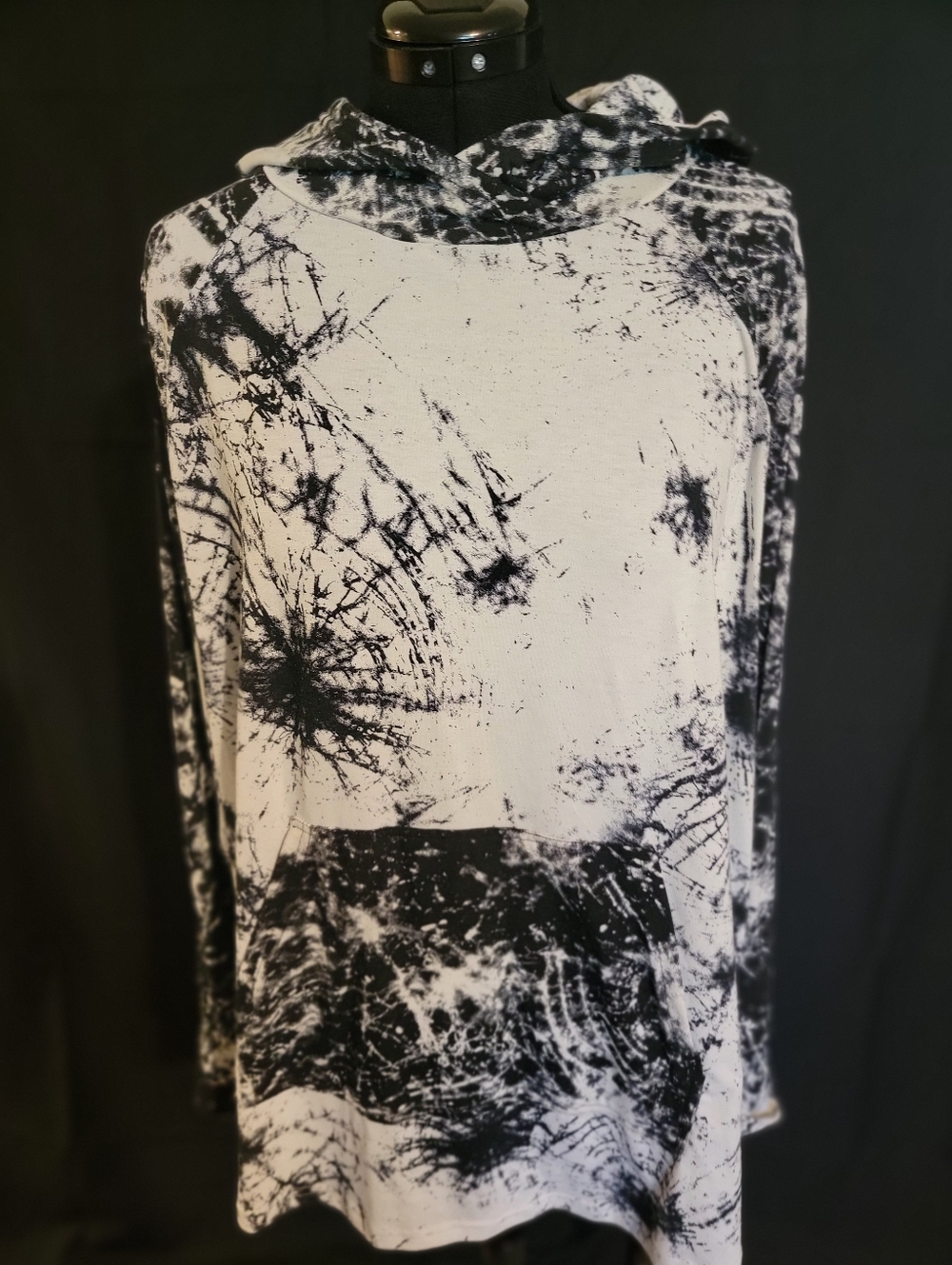 LuLaRoe Black and White Tie-Dye Hoodie